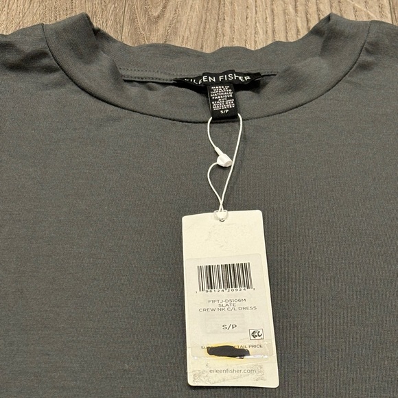 SOLD - NWT Eileen Fisher Size Small Dress Fine Jersey Shirred Maxi Sleeves Gray… - Picture 14 of 16